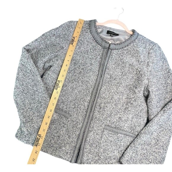 Talbots Jacket Womens 12 Gray Tweed Wool Blend Short Lined Grandmacore Blazer - Picture 10 of 13